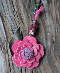 Leather Flower Purse Charm #AP100