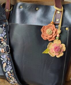 Double Leather Flower Purse Charm #AP113