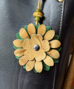 Flower Power Leather Purse Charm-#242
