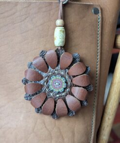 Flower Power Button Leather Purse Charm-#237