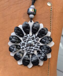 Flower Power Leather Purse Charm-#252