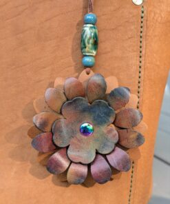Flower Power Leather Purse Charm-#253