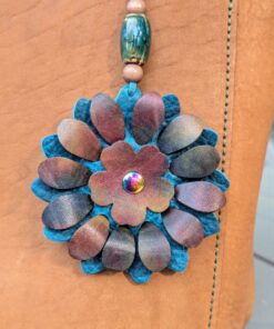 Flower Power Leather Purse Charm-#254