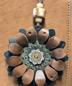 Flower Power Button Leather Purse Charm-#256