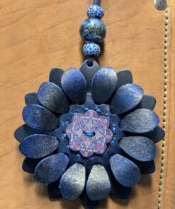 Flower Power Button Leather Purse Charm-#259