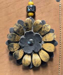 Flower Power Button Leather Purse Charm-#260