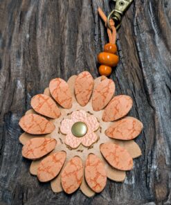 Flower Power Leather Purse Charm-#311