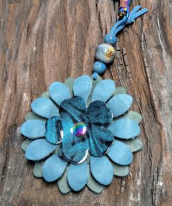 Flower Power Leather Purse Charm-#310