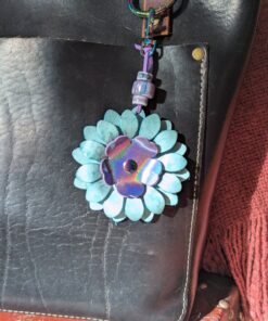 Flower Power Leather Purse Charm-#320