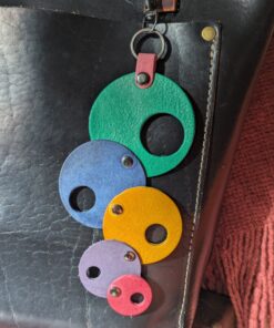 Circles, Circles and more Circles Leather Purse Charm #323