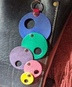 Circles, Circles and more Circles Leather Purse Charm-#322