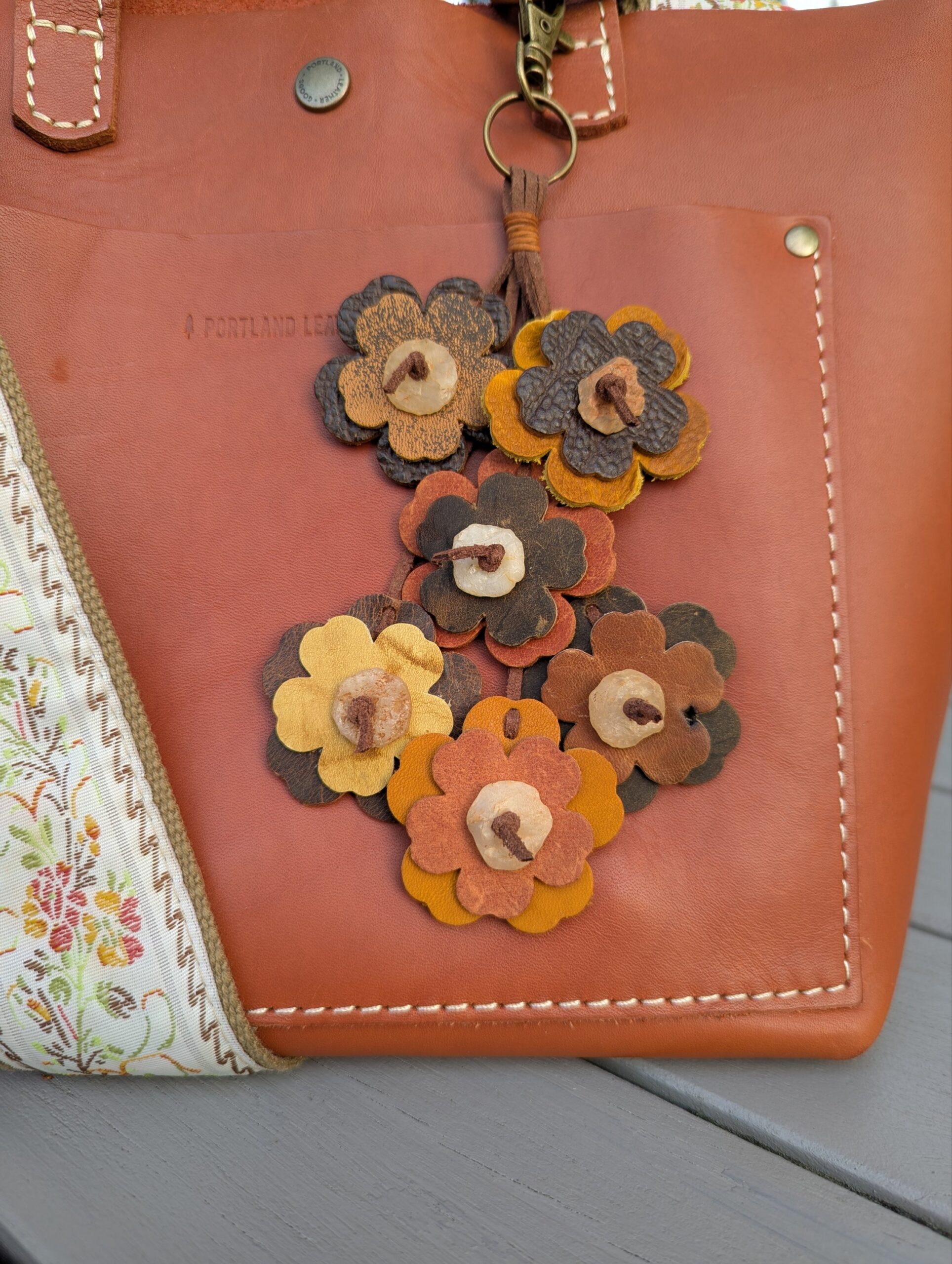 Smell the Sweet Flowers Leather Purse Charm-#346