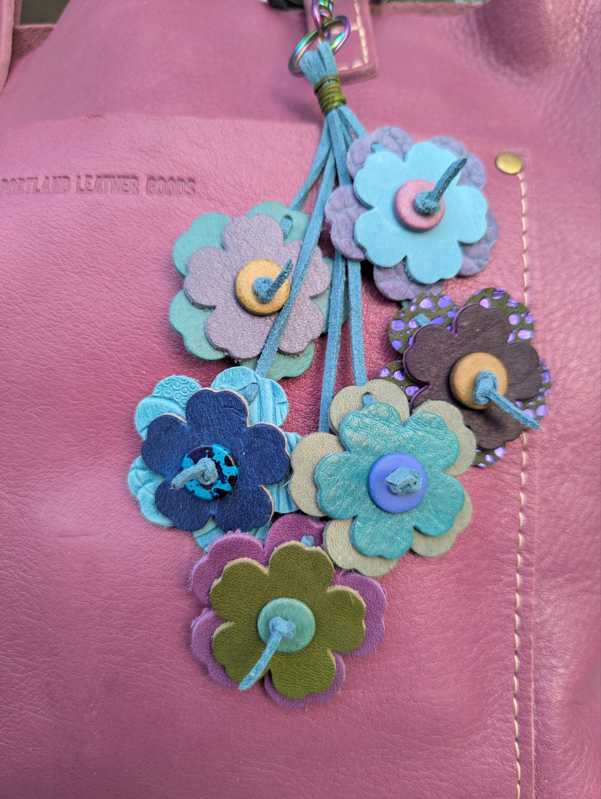 RESERVED LISTING FOR LINDA F. ONLY-Smell the Sweet Flowers Leather Purse Charm - Image 3
