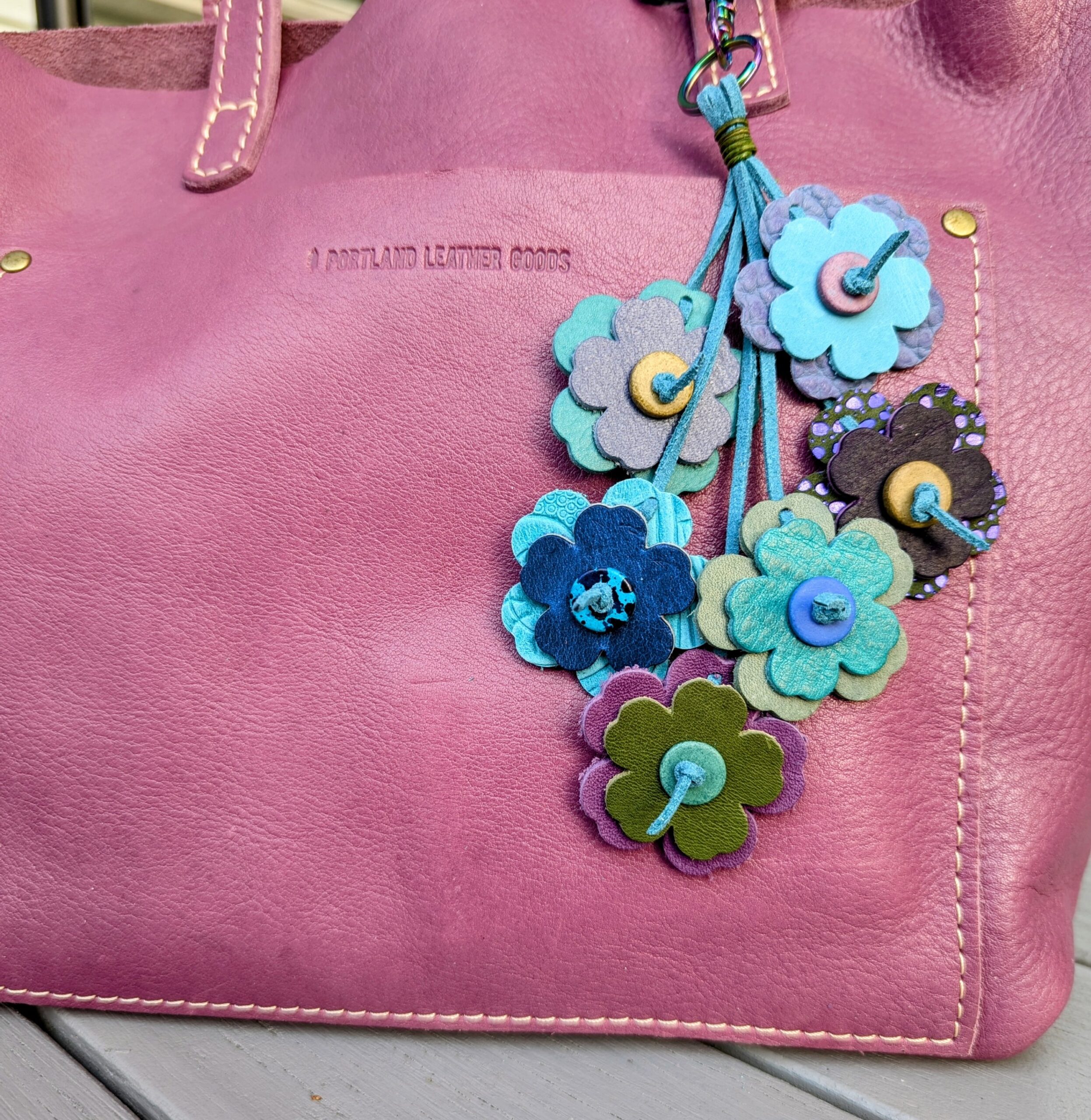 RESERVED LISTING FOR MICHELLE S. ONLY-Smell the Sweet Flowers Leather Purse Charm-#345a - Image 2