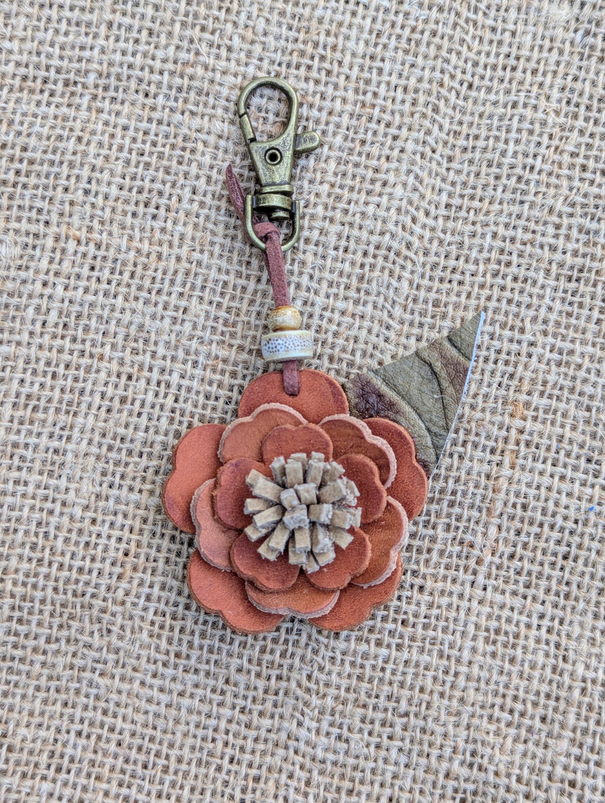 Leather Flower Purse Charm-#424