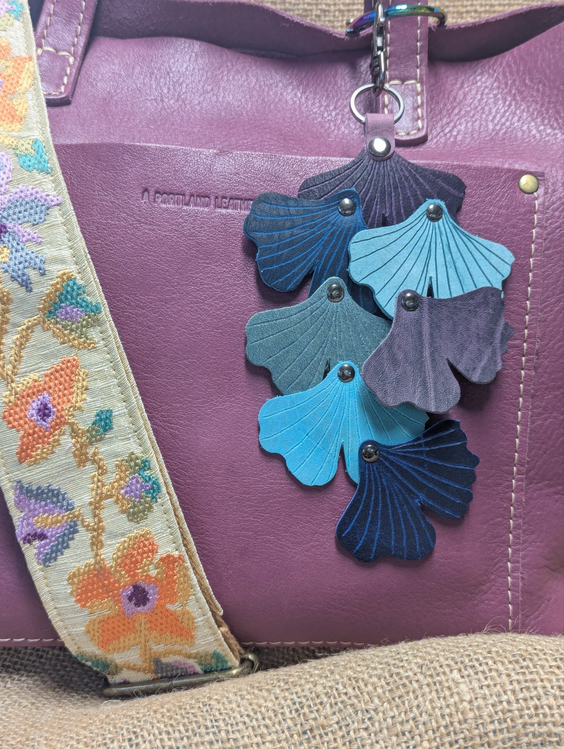 New Ginkgo Leather Purse Charm-#438