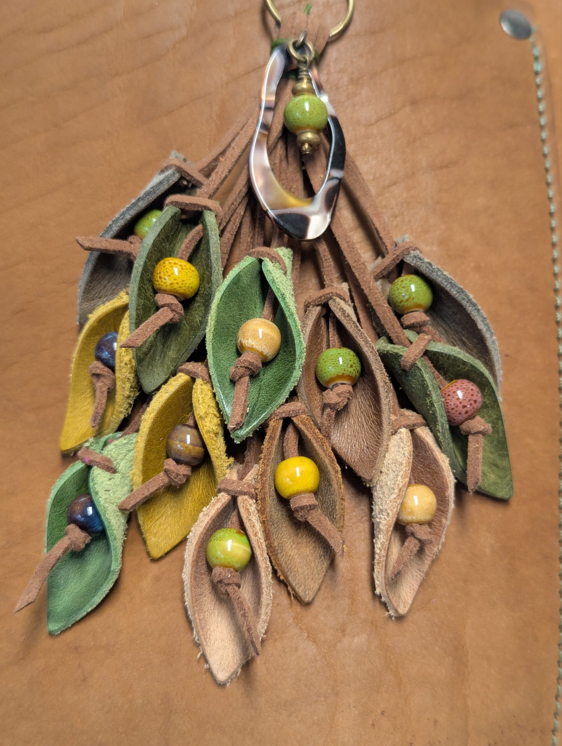 Lovely Pendant and Leather Lilies Purse Charm-#460