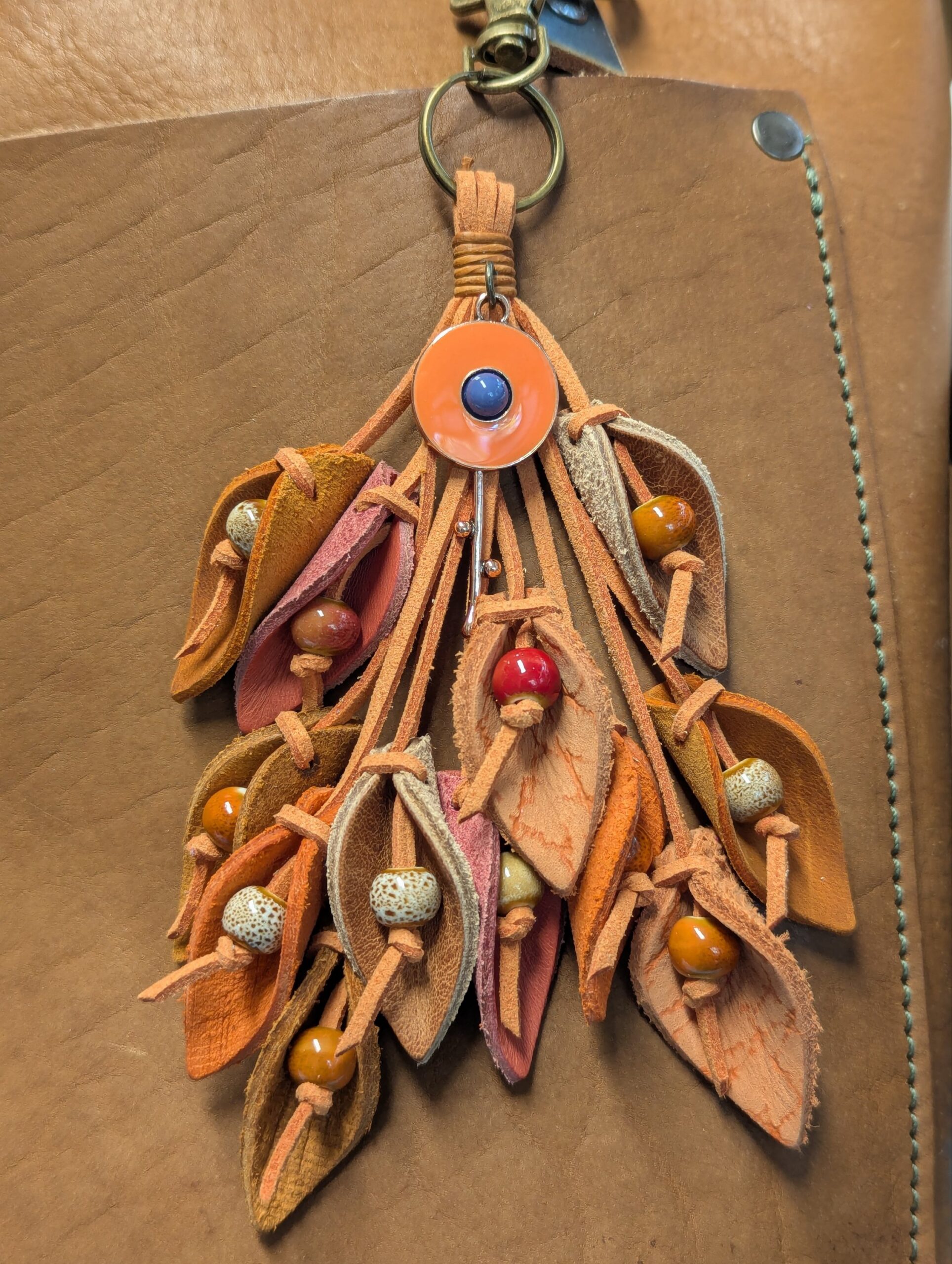 Lovely Pendant and Leather Lilies Purse Charm-#461