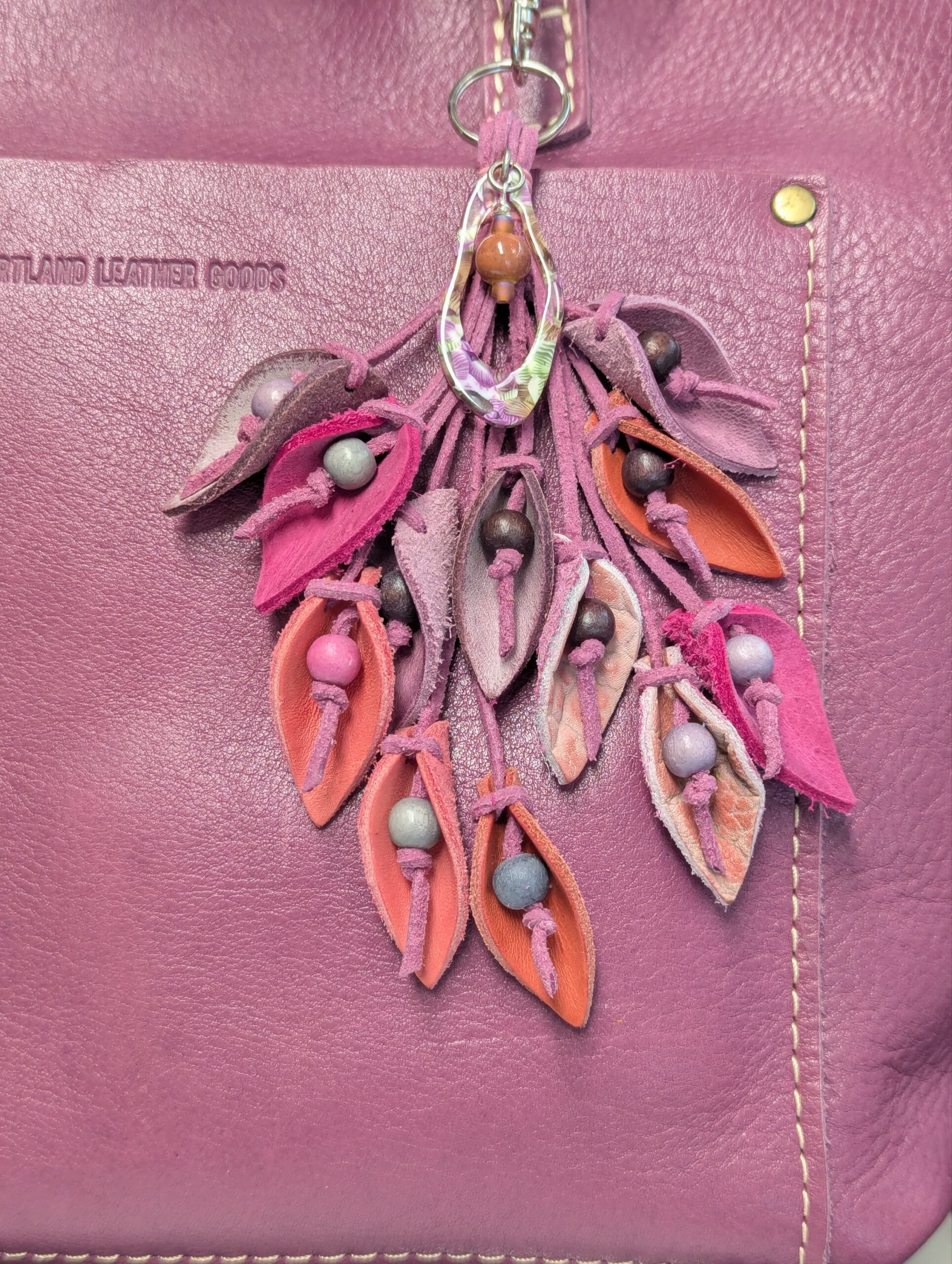 Lovely Pendant and Leather Lilies Purse Charm-#462