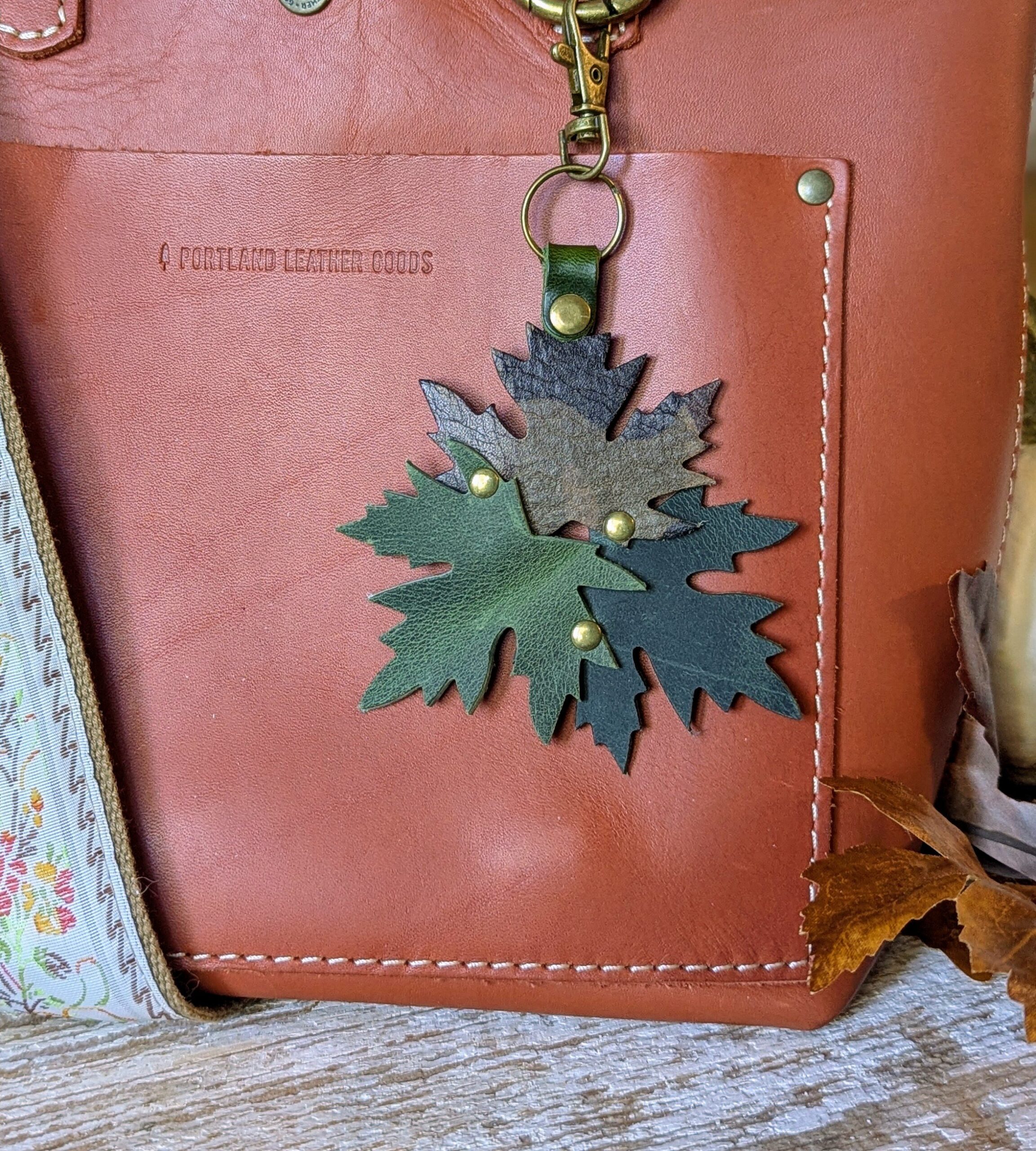 New Fall Leaves Leather Purse Charm-#465 - Image 2