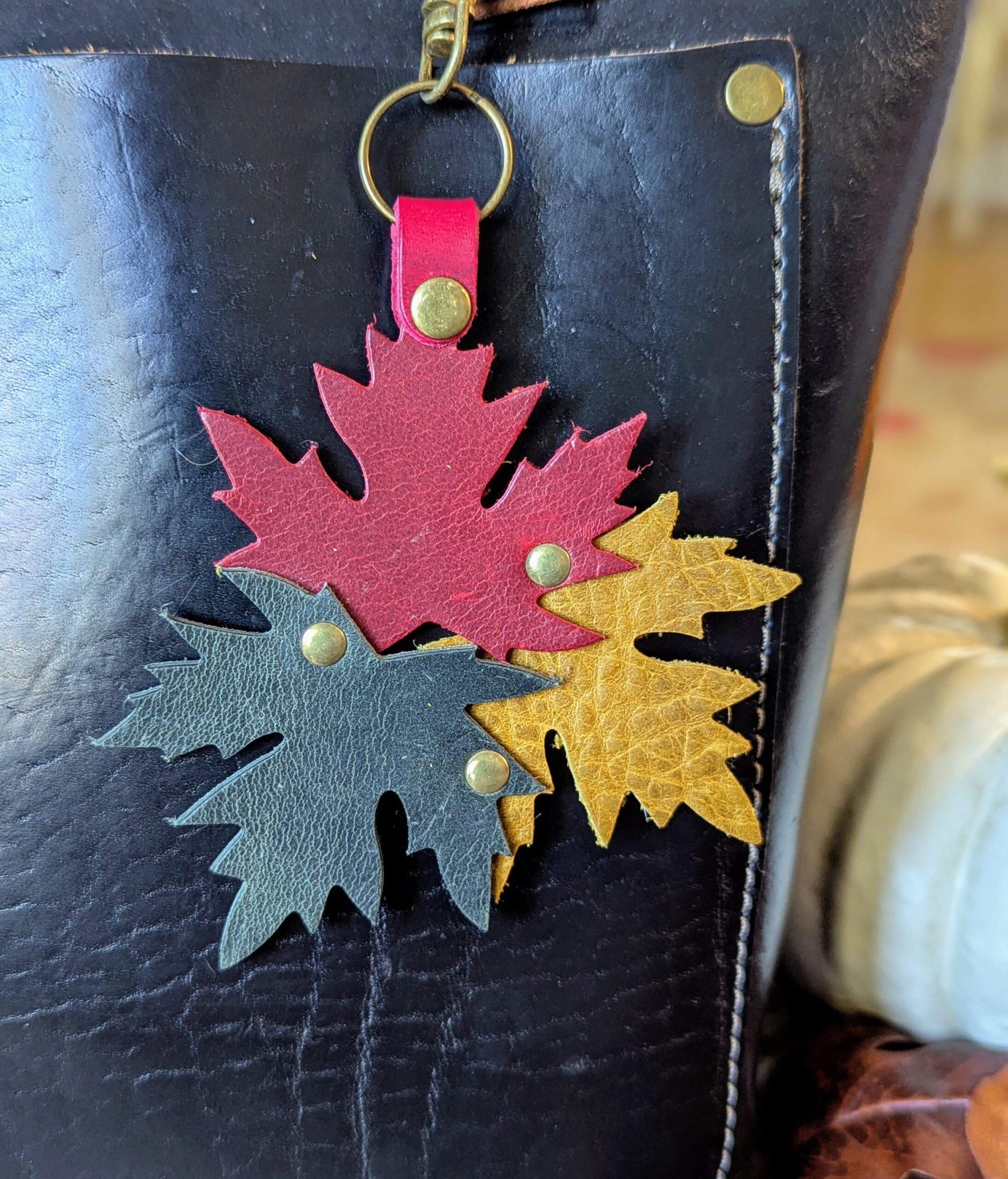 New Fall Leaves Leather Purse Charm-#463 - Image 2