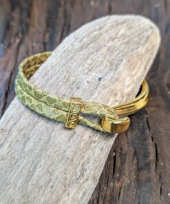 Alternative view of Boho Half Cuff Flat Khaki Leather Bracelet and Slide