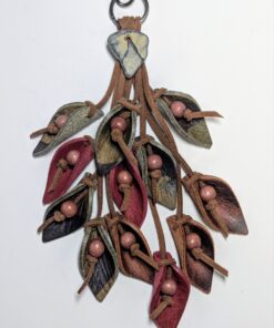 Alternative view of RESERVED LISTING FOR MICHELLE S. ONLY-Custom Hand Drilled Stone Pendant and Leather Lilies Purse Charm