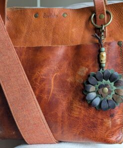 Alternative view of Flower Power Leather Purse Charm-#486