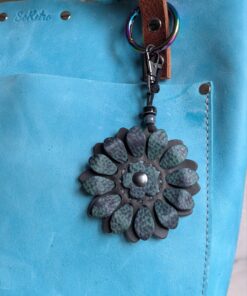 Flower Power Leather Purse Charm-#489