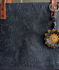 Alternative view of Flower Power Button Leather Purse Charm-#490