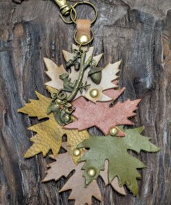 New Fall Leaves Leather Purse Charm-#501