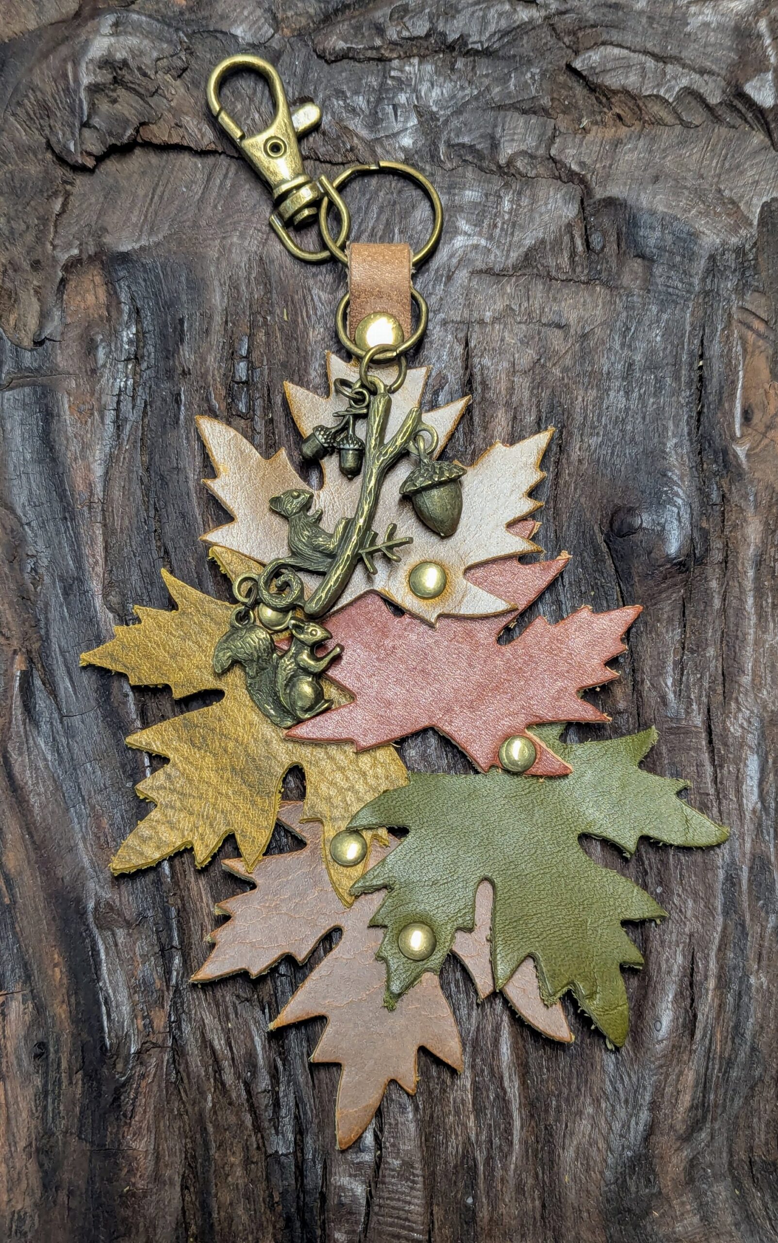 New Fall Leaves Leather Purse Charm-#501