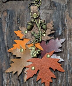 New Fall Leaves Leather Purse Charm-#502