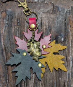 New Fall Leaves Leather Purse Charm-#500