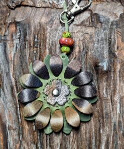 Flower Power Leather Purse Charm-#498