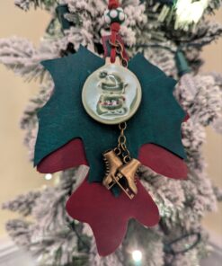 "Christmas Elf" on Lovely Leather Leaves Purse Charm