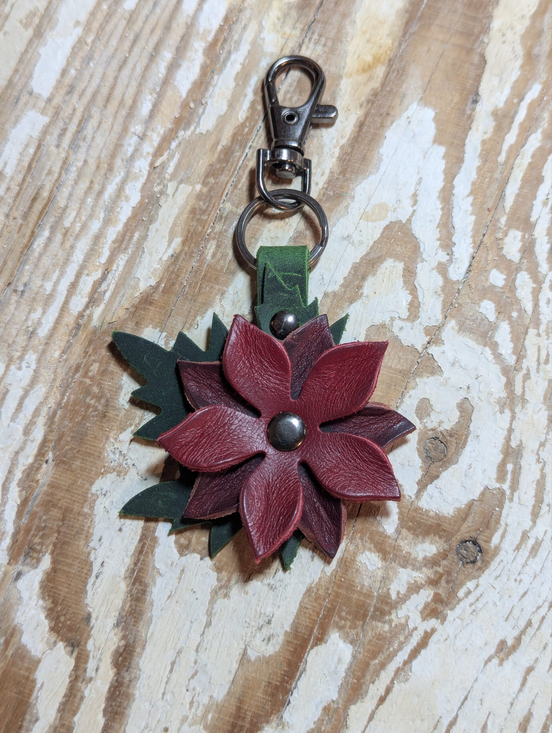 Christmastime Flower Leather Purse Charm-#514 - Image 2