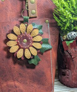 Christmastime Flower Power Leather Purse Charm-#516