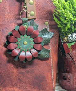 Christmastime Flower Power Leather Purse Charm-#517