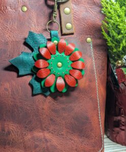 Christmastime Flower Power Leather Purse Charm-#515