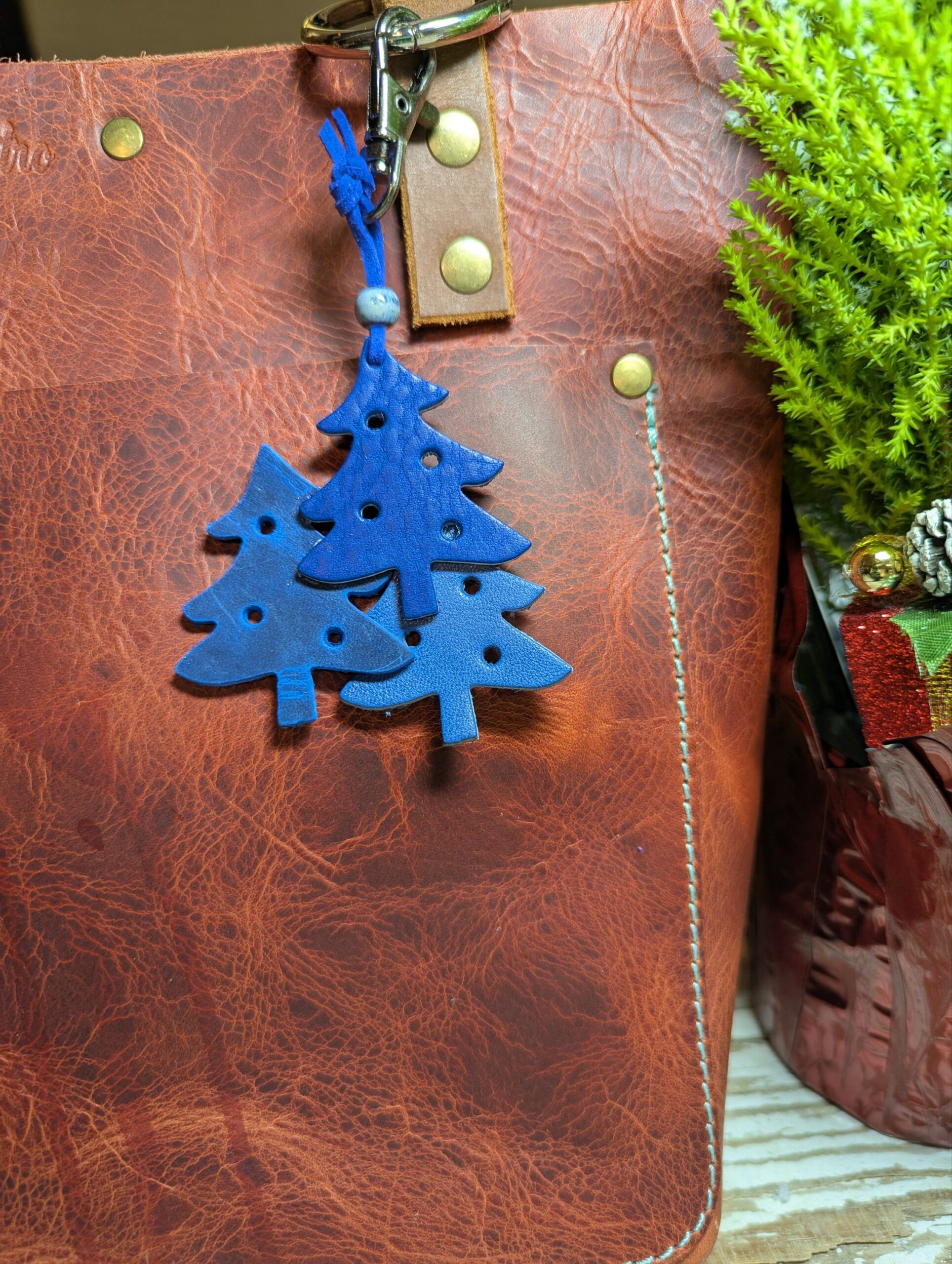 Christmas Trees Leather Purse Charm-#511