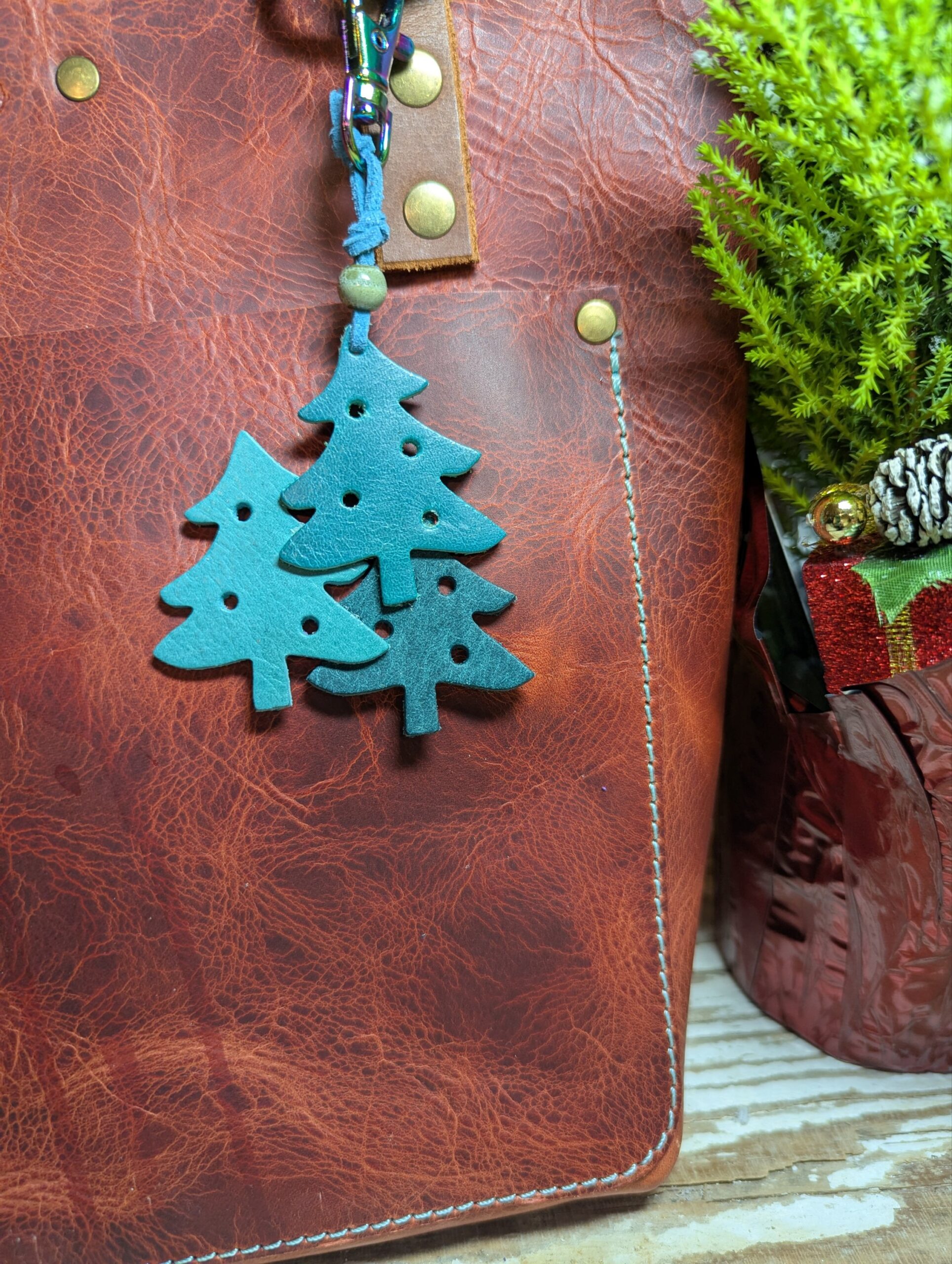 Christmas Trees Leather Purse Charm-#512