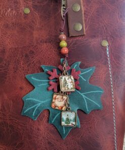 Christmastime Leather Leaves Purse Charm-#520