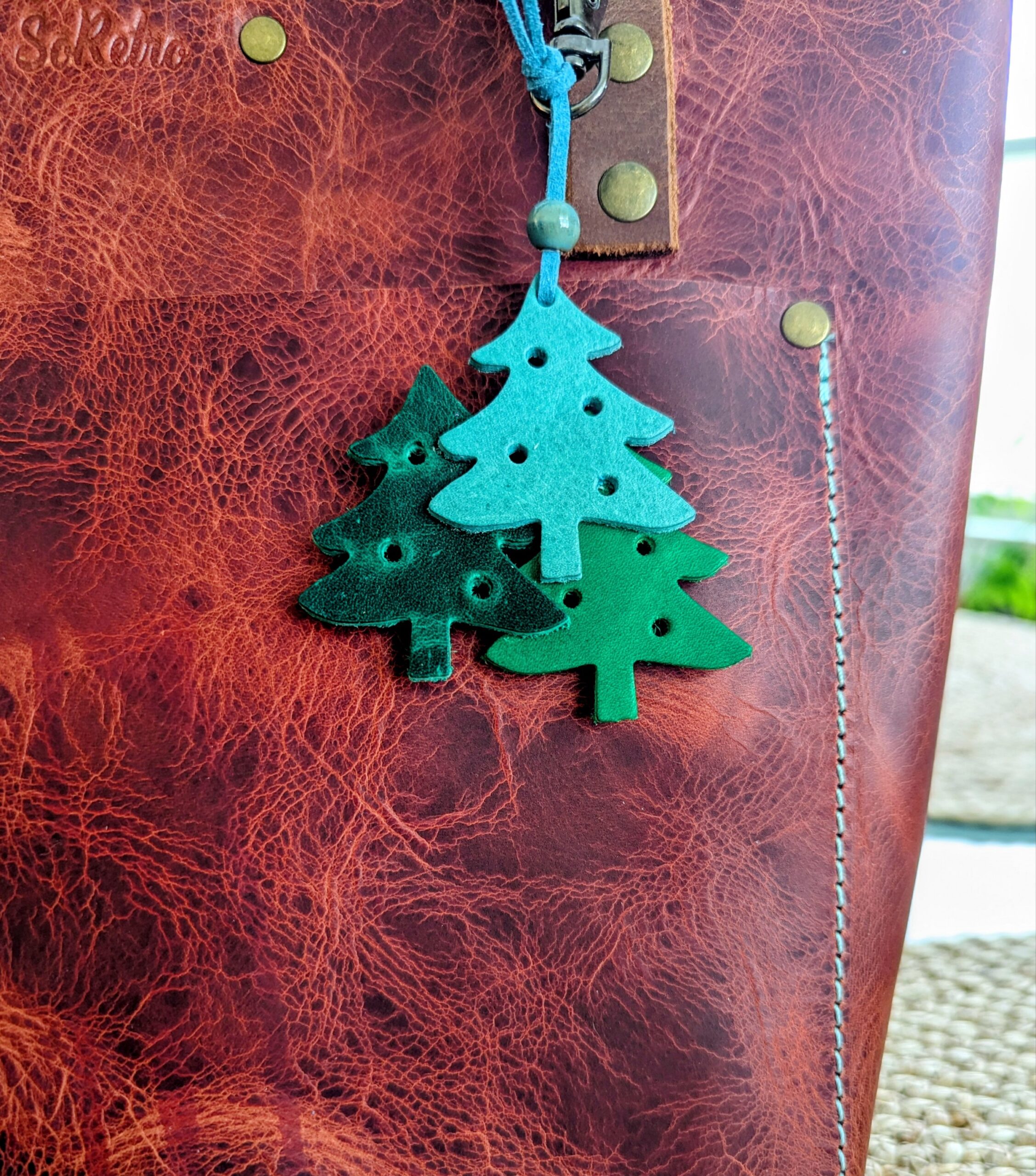 Christmas Trees Leather Purse Charm-#530