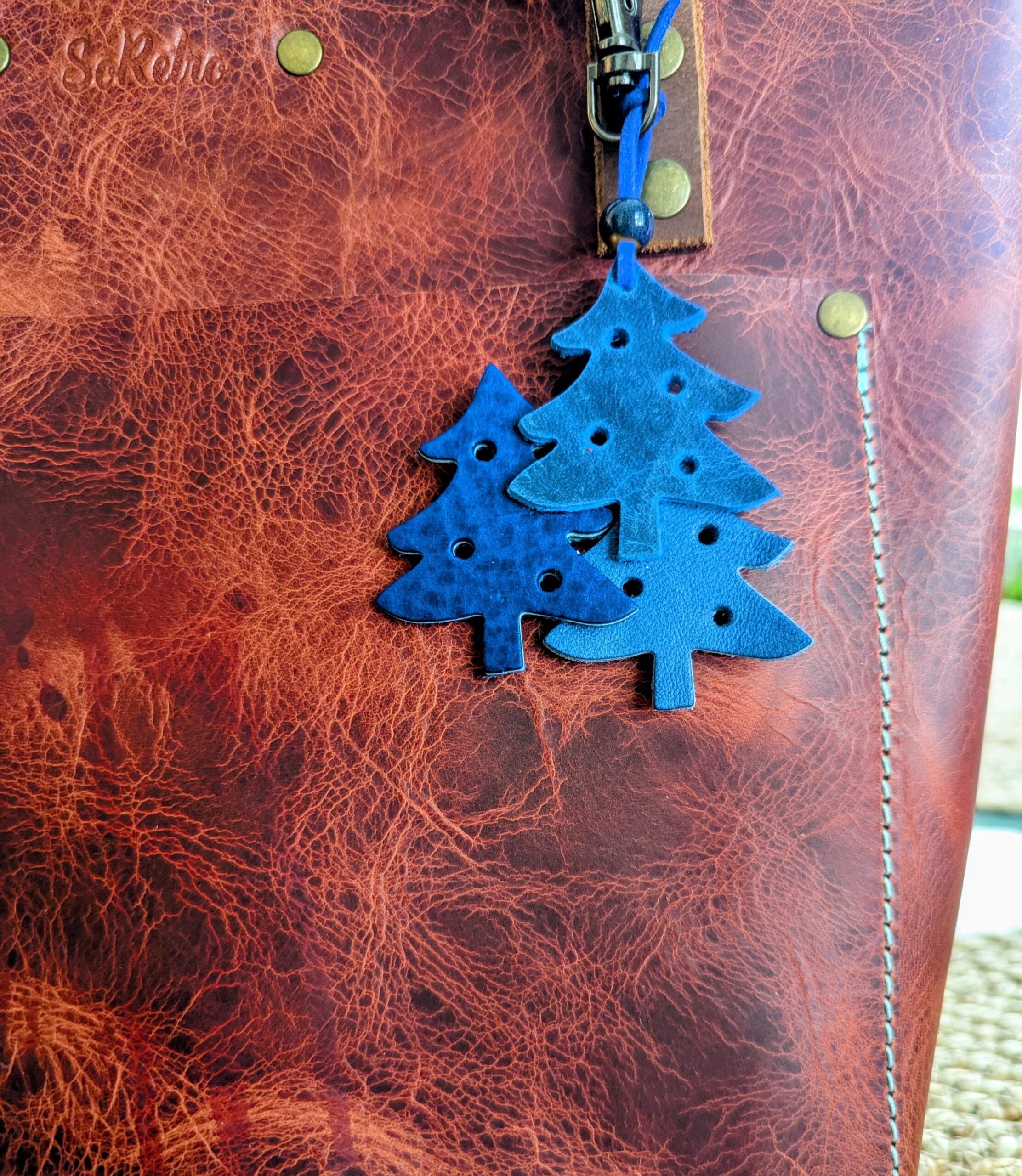 Christmas Trees Leather Purse Charm-#534