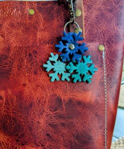 Snowflakes Leather Purse Charm-#522