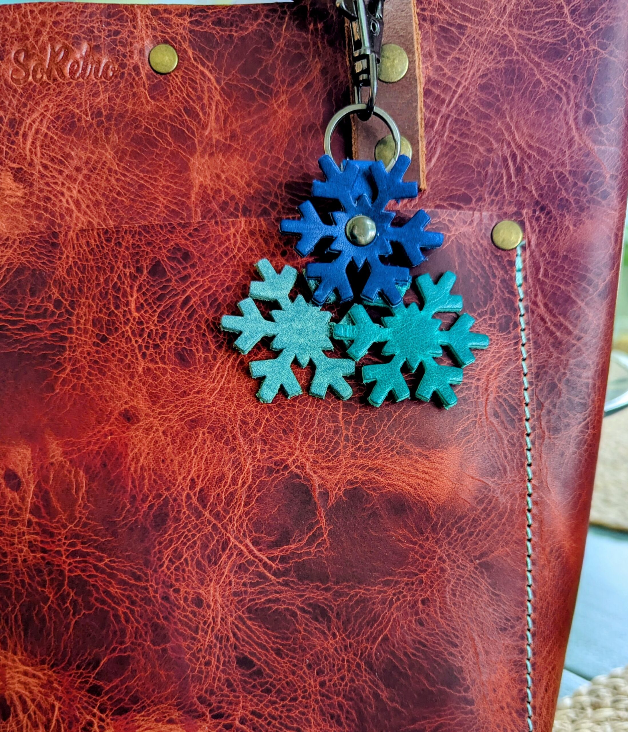 Snowflakes Leather Purse Charm-#522
