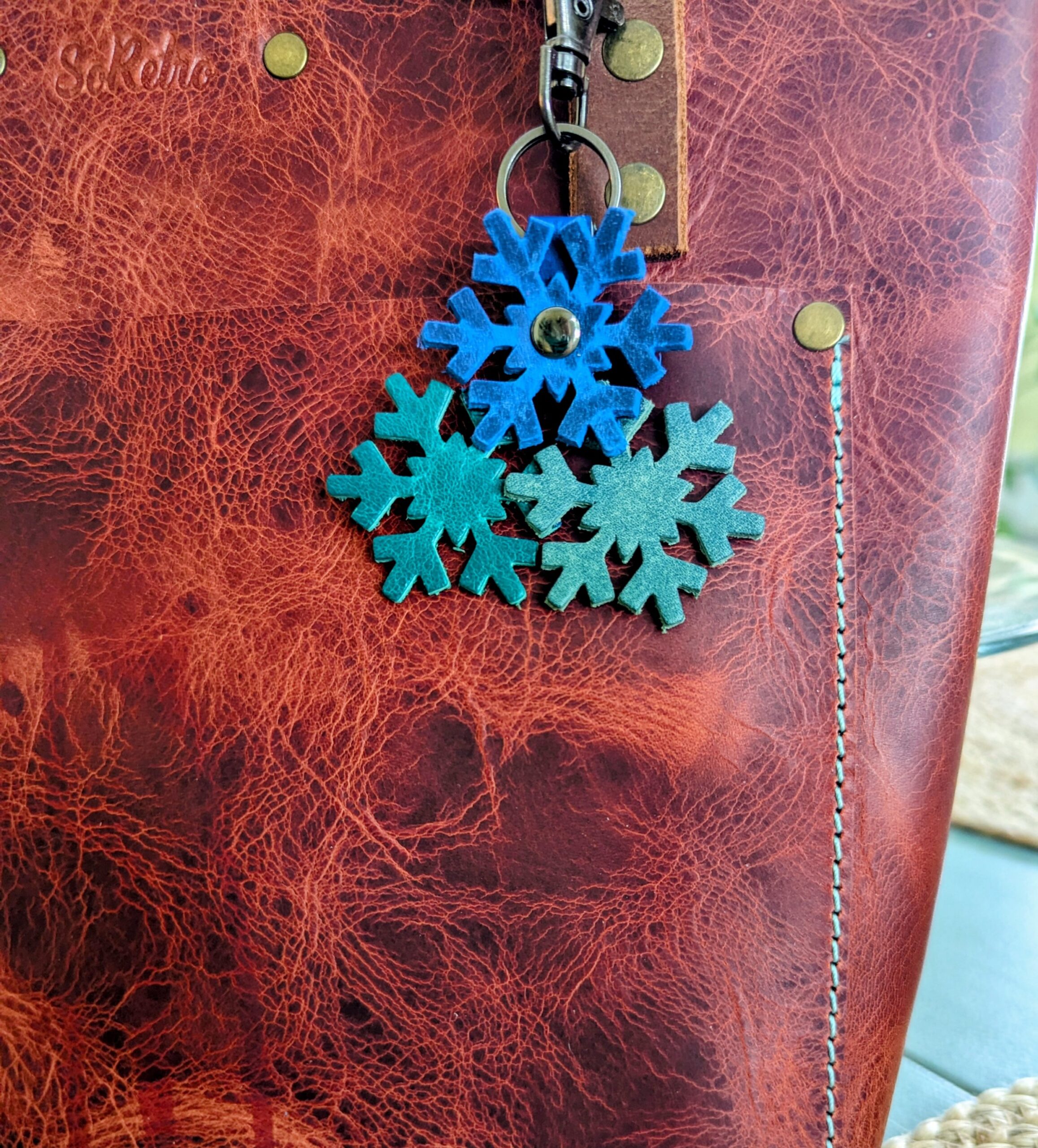 Snowflakes Leather Purse Charm-#535