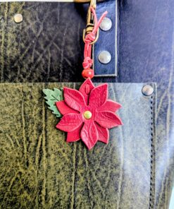 Christmastime Flower Leather Purse Charm-#532