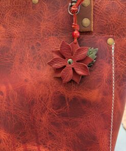 Christmastime Flower Leather Purse Charm-#524